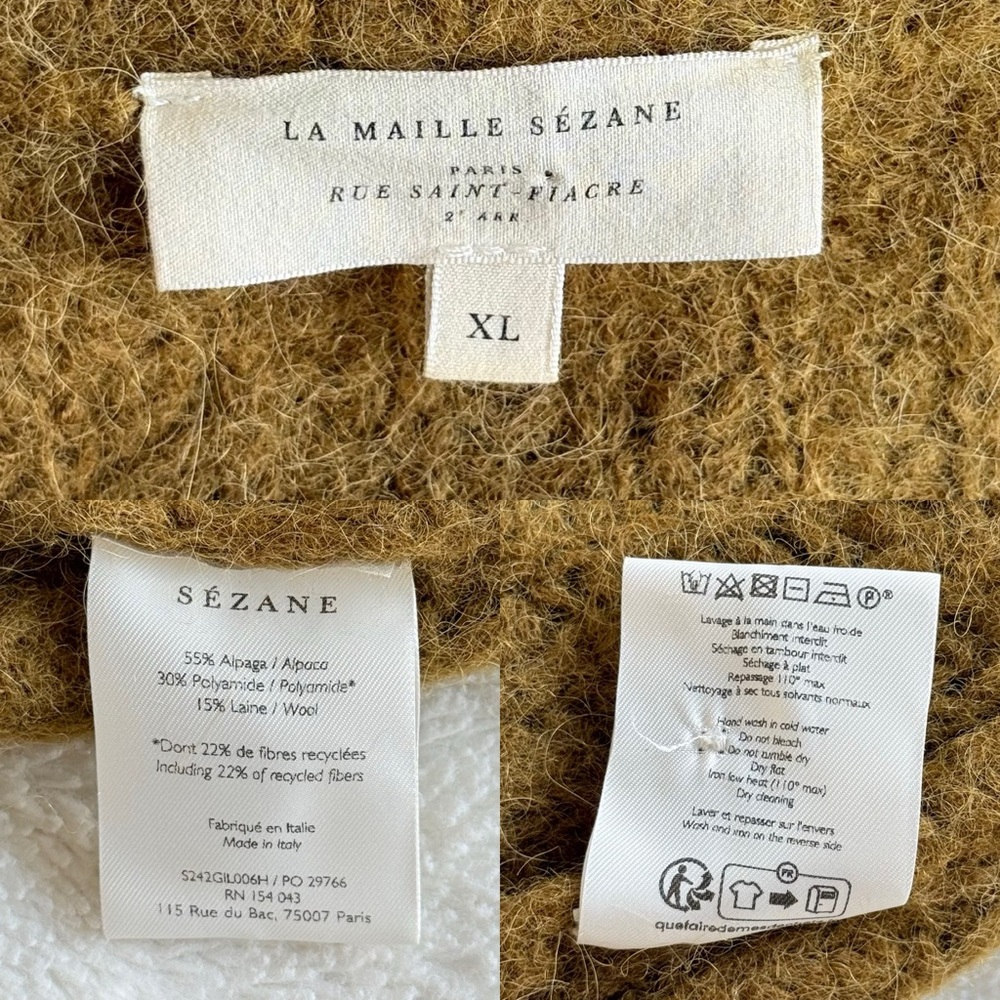 Sezane Moss Green Wool Blend Button Cardigan - Picture 9 of 11